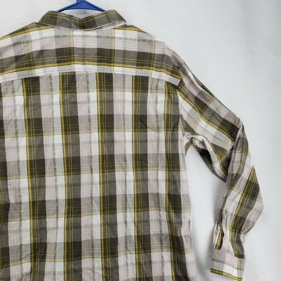 Columbia Shirt Men's Long Sleeve Button Up Collared Green White Yellow Plaid XL - Picture 11 of 12